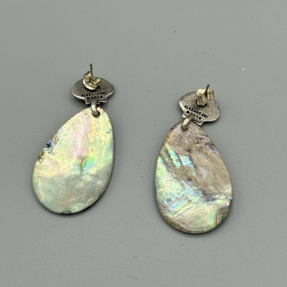 Alex and Ani Abalone Shell Statement Earrings 2019 Rafaelian Silver Finish Beach - Picture 3 of 5